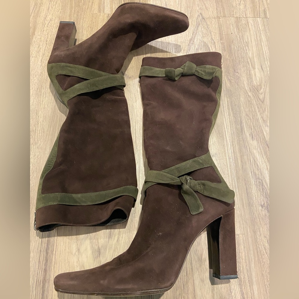 Vintage brown with green bows PRADA boots!!!